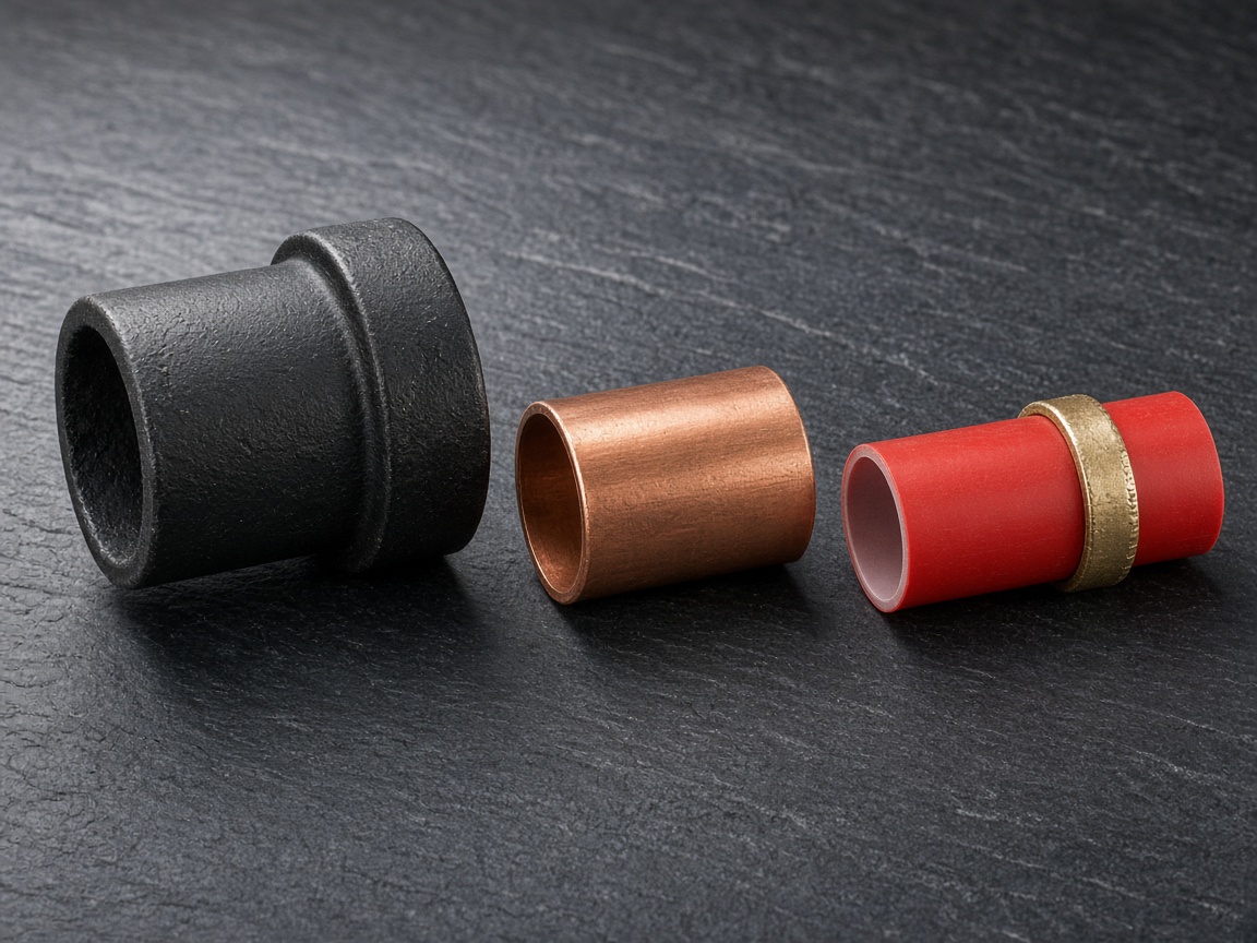 Cast-iron and modern pipe materials shown as a still-life comparison