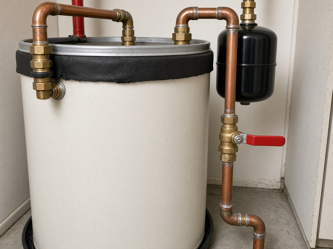 Water-heater connections and shutoff detail